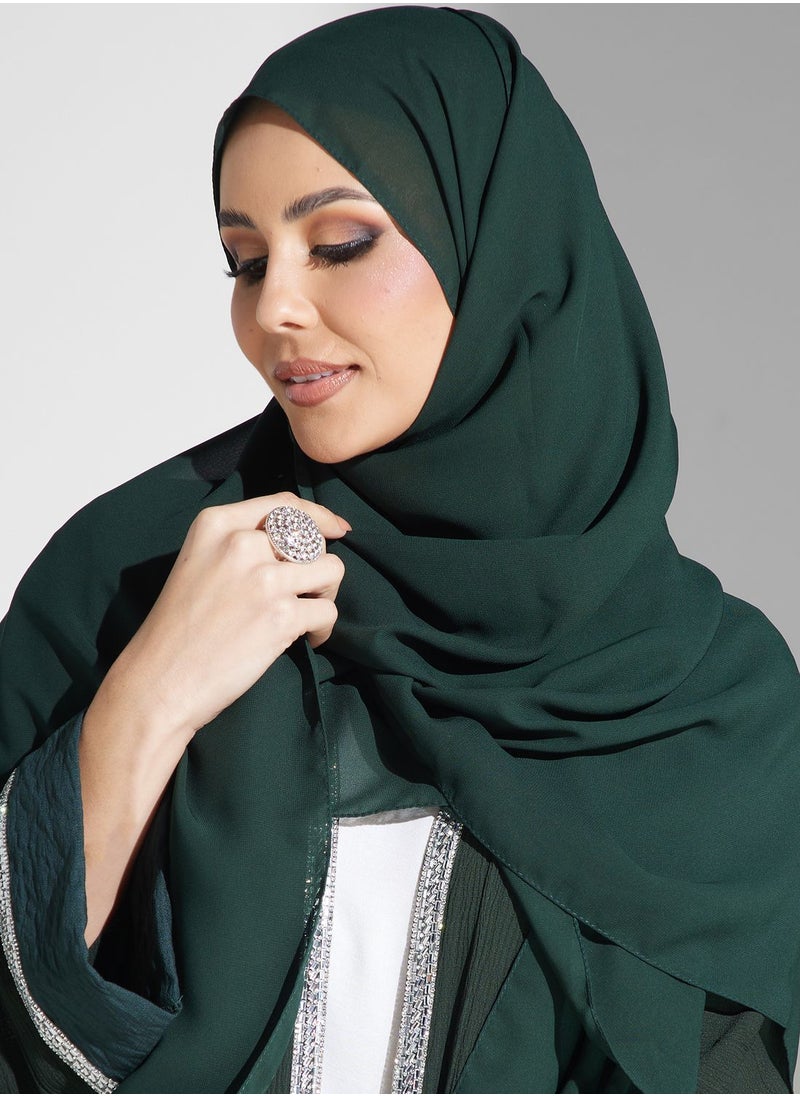 hayas closet - Lace Detail Open Abaya - Image 1