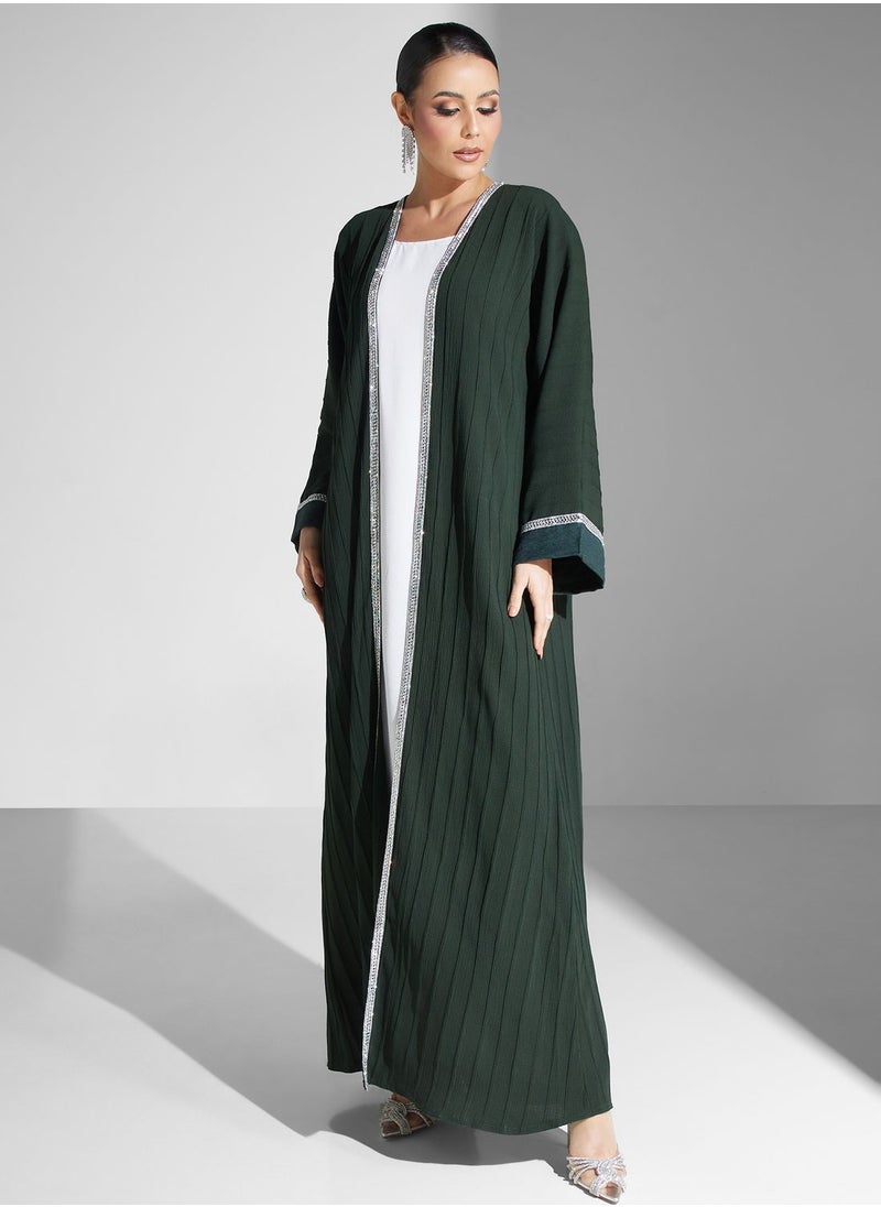 hayas closet - Lace Detail Open Abaya - Image 1