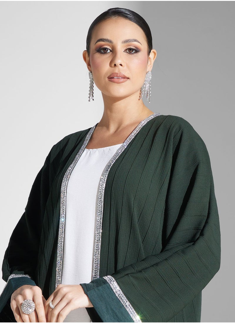 hayas closet - Lace Detail Open Abaya - Image 1