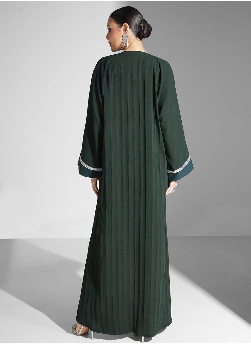 hayas closet - Lace Detail Open Abaya - Image 1