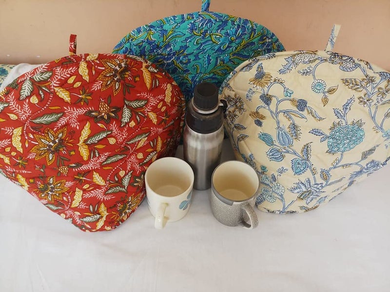 Malan Bai Mandala Tea Cozy Cover malati Hand Block Winter Tea Cozy Cotton Tea Kettle Warmer Pot Cover Hot Coffee Cover Handamde Kitchen Décor Brand: Malan Bai - Image 2