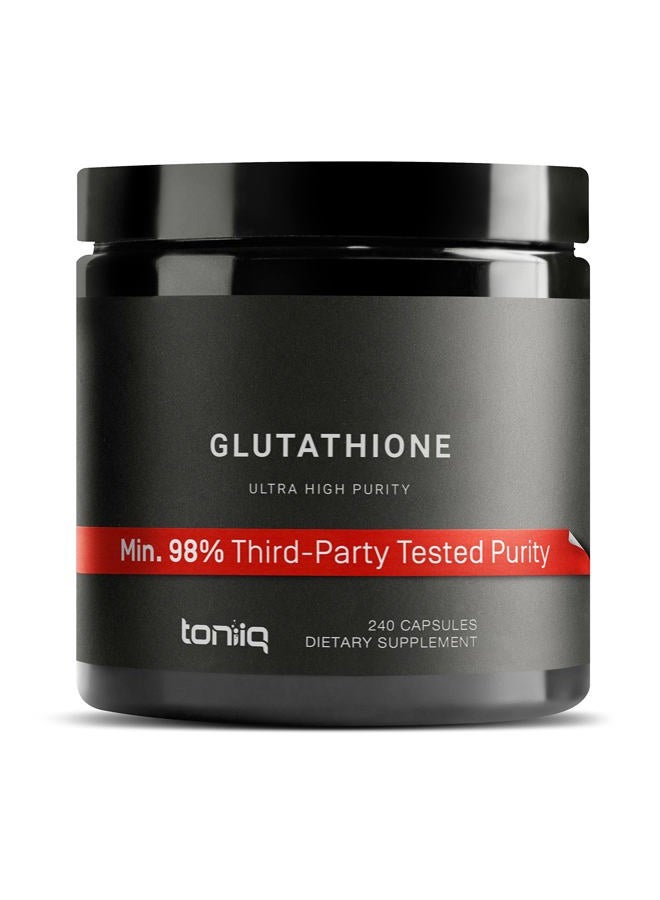 Toniiq Ultra High Strength Glutathione Capsules - 1000mg Concentrated Formula - 98%+ Highly Purified and Bioavailable - Non-GMO Fermentation - 240 Capsules Reduced Glutathione Supplement - Image 1