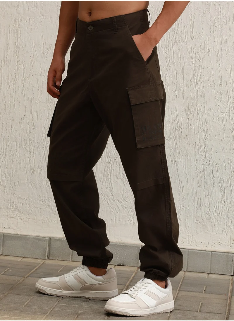 Hubberholme Dark Olive Cargo Joggers for Men, Relaxed Straight Fit