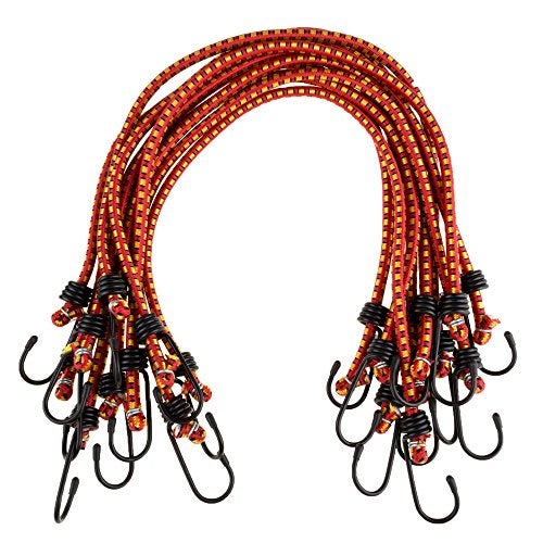Stalwart Bungee Cords 10Pack Virgin Rubber 24Inch Cordage with HeavyDuty VinylCoated Hooks and Fabric Wrapping by Stalwart Red - Image 1