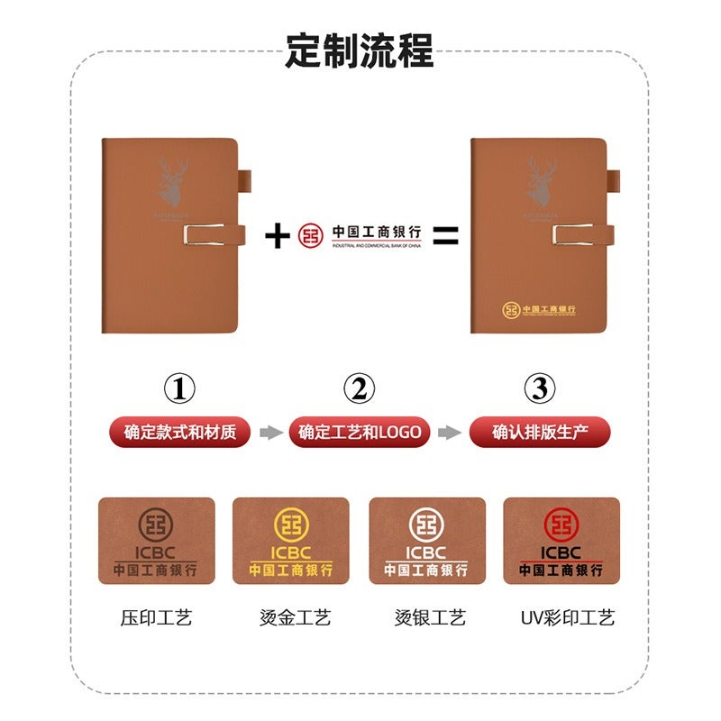 Zhi Shang Yuan دفتر ملاحظات A5 B5 بغلاف جلدي PU بتصميم كلاسيكي، ورق 80 جرام، مع إمكانية تخصيص الشعار - Image 4