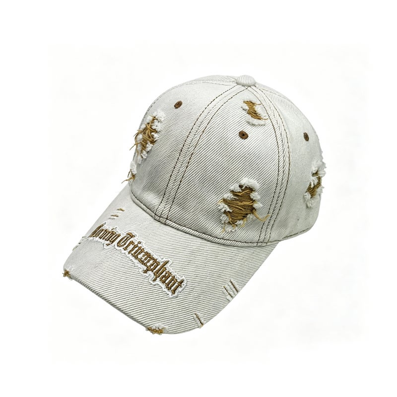 Distressed Washed Baseball Cap with Embroidery, Adjustable, for All Seasons - Image 1