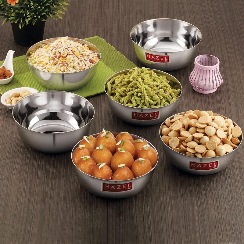 Hazel HAZEL Stainless Steel Bowl Silver 1350 ml Set of 6  - Image 2