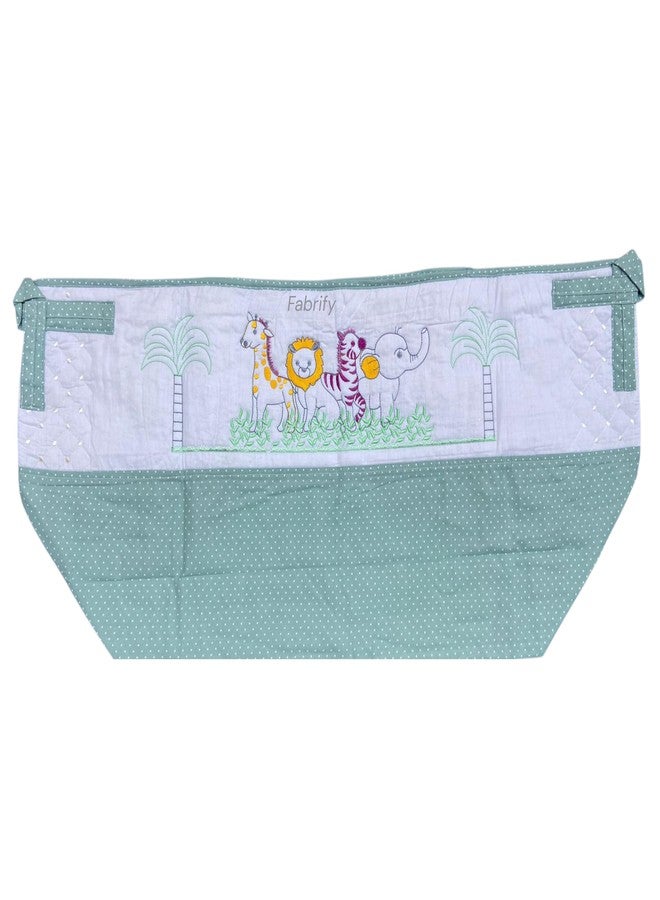 Fabrify Premium Cotton Baby Hammock, Ghodiyu Swing Cradle with Mosquito Net Cover, Animal Design Safety Zipper, One Size (Pista) - Image 1