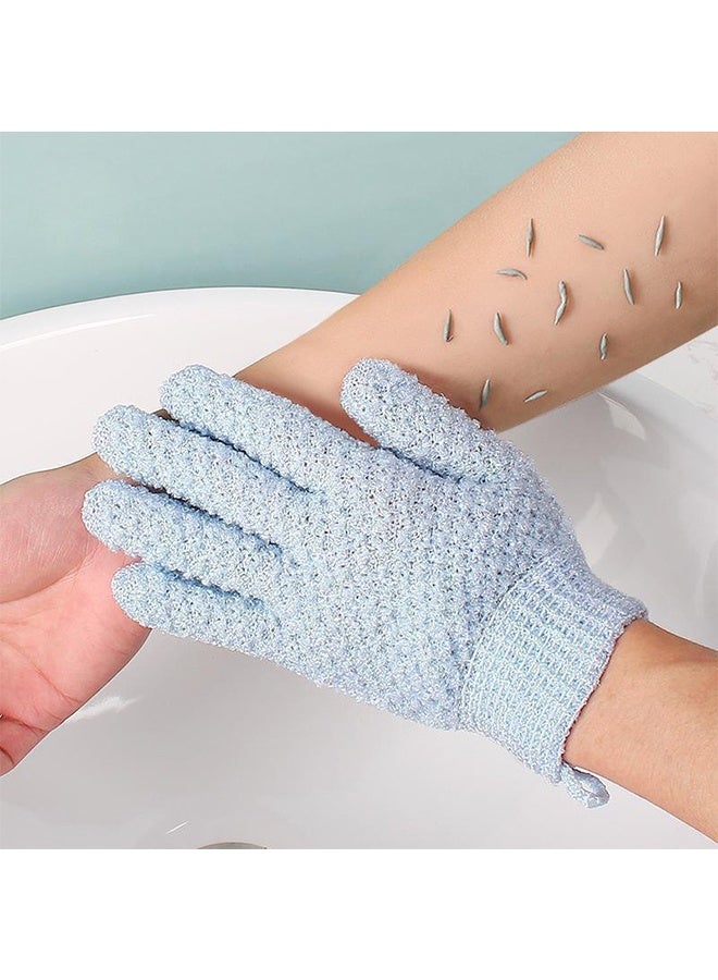 2 Pair Exfoliating Glove Double Sided Exfoliating Bath Gloves Pack Nylon Colorful Shower for Men Women Beauty Spa Massage Shower Deep Clean Body Skin Bathing Scrubber Disposable(Sky Blue) - Image 5