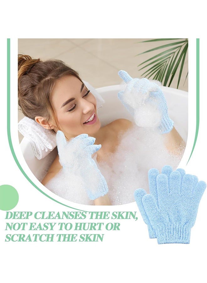 2 Pair Exfoliating Glove Double Sided Exfoliating Bath Gloves Pack Nylon Colorful Shower for Men Women Beauty Spa Massage Shower Deep Clean Body Skin Bathing Scrubber Disposable(Sky Blue) - Image 3