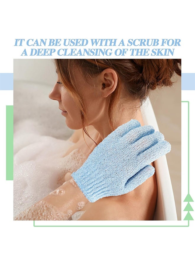 2 Pair Exfoliating Glove Double Sided Exfoliating Bath Gloves Pack Nylon Colorful Shower for Men Women Beauty Spa Massage Shower Deep Clean Body Skin Bathing Scrubber Disposable(Sky Blue) - Image 4