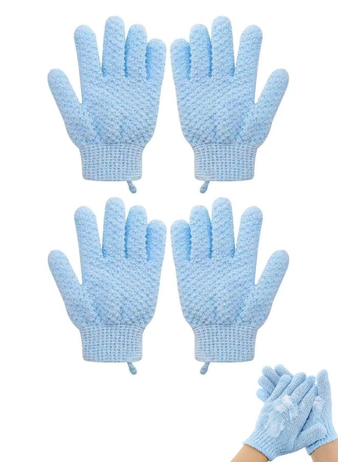 2 Pair Exfoliating Glove Double Sided Exfoliating Bath Gloves Pack Nylon Colorful Shower for Men Women Beauty Spa Massage Shower Deep Clean Body Skin Bathing Scrubber Disposable(Sky Blue) - Image 1