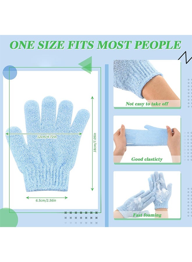 2 Pair Exfoliating Glove Double Sided Exfoliating Bath Gloves Pack Nylon Colorful Shower for Men Women Beauty Spa Massage Shower Deep Clean Body Skin Bathing Scrubber Disposable(Sky Blue) - Image 2