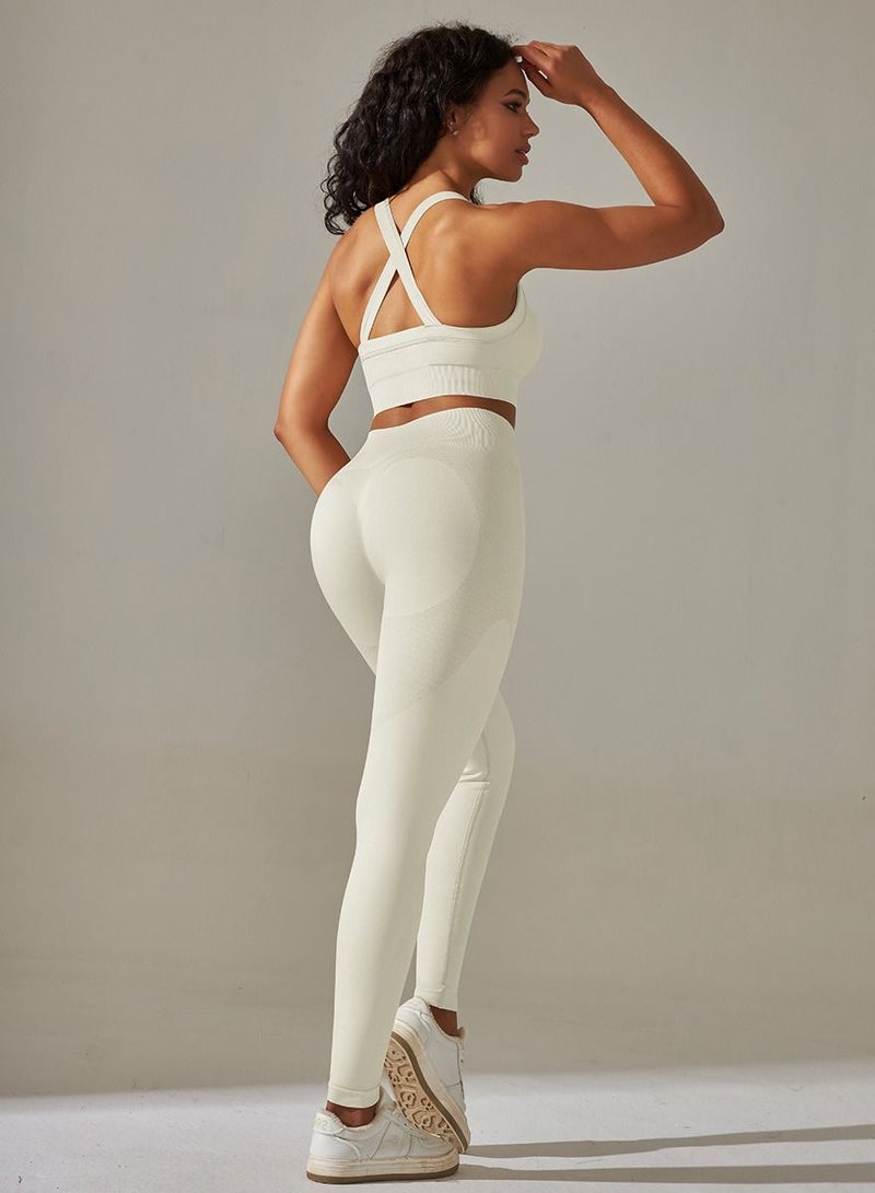 Loquat Yoga Tight Fitting Stretch Soft Sets White - Image 1