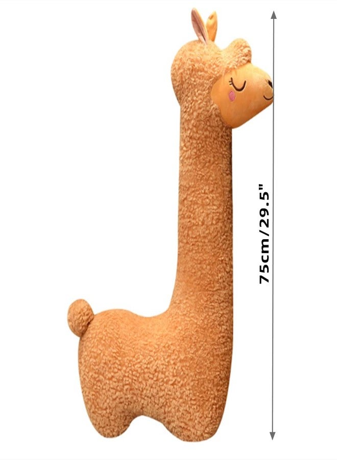 OPHRBU Llama Plush Pillow,Giant Alpaca Plush Long Body Pillow,Stuffed Animal Soft Cuddly Alpaca Toy,Xmas Birthday Gift for Adults Kids. (Brown, 29.5") - Image 2