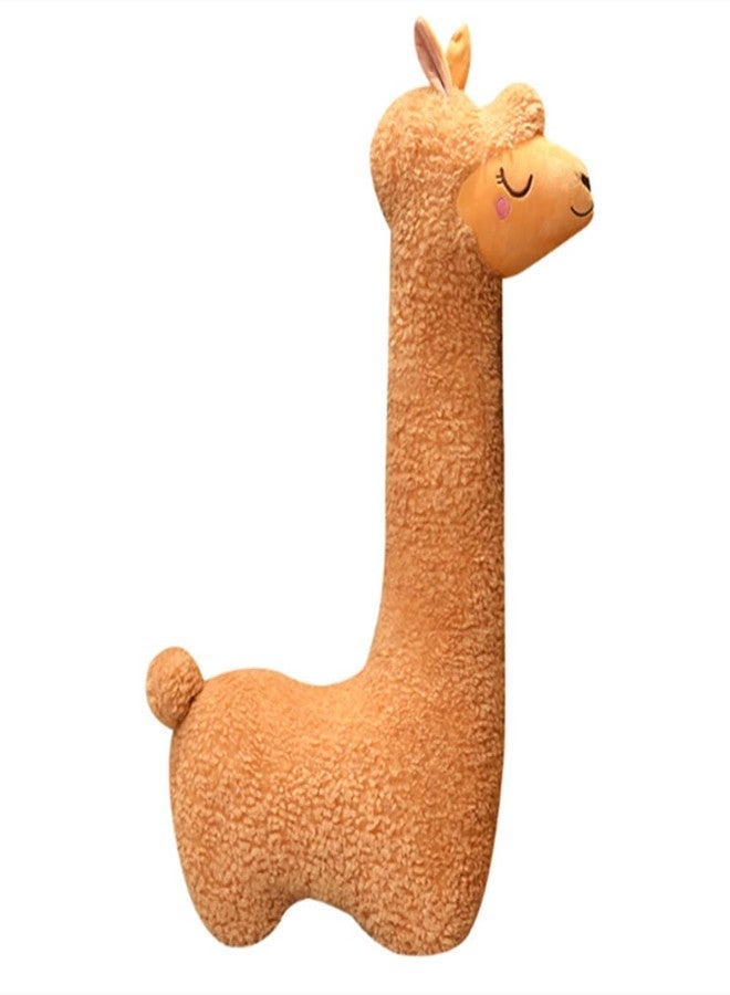OPHRBU Llama Plush Pillow,Giant Alpaca Plush Long Body Pillow,Stuffed Animal Soft Cuddly Alpaca Toy,Xmas Birthday Gift for Adults Kids. (Brown, 29.5") - Image 1