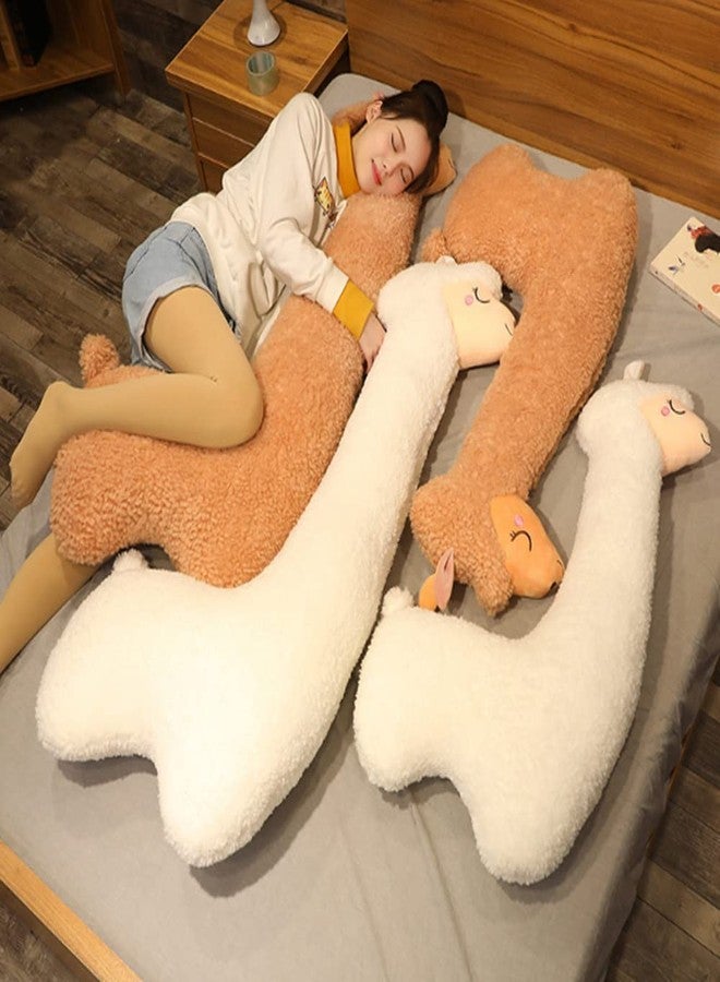 OPHRBU Llama Plush Pillow,Giant Alpaca Plush Long Body Pillow,Stuffed Animal Soft Cuddly Alpaca Toy,Xmas Birthday Gift for Adults Kids. (Brown, 29.5") - Image 4