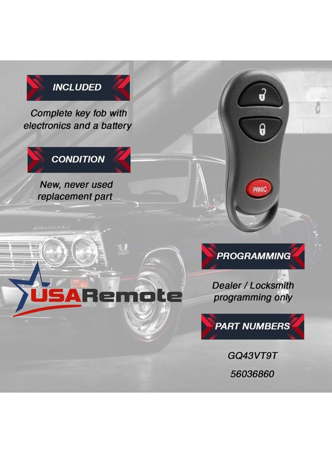 USARemote Car Key Fob Keyless Entry Remote fits Jeep Cherokee/Jeep Grand Cherokee 1999 2000 2001 2002 2003 2004 (GQ43VT9T, 56036860) - Image 3