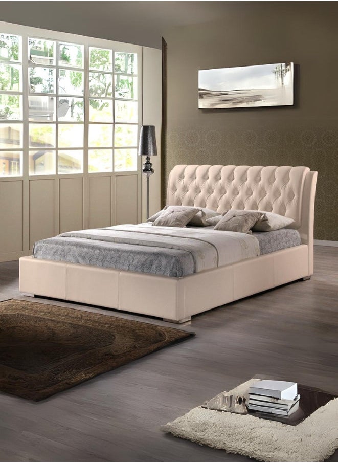 Bed and Mattress Zone California King Tufted Upholstered Bed 200x180 King Size Beige Color 