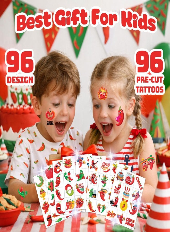 91TATTOOS 96 PCS Chili Pepper Temporary Tattoos for Kids - Image 4