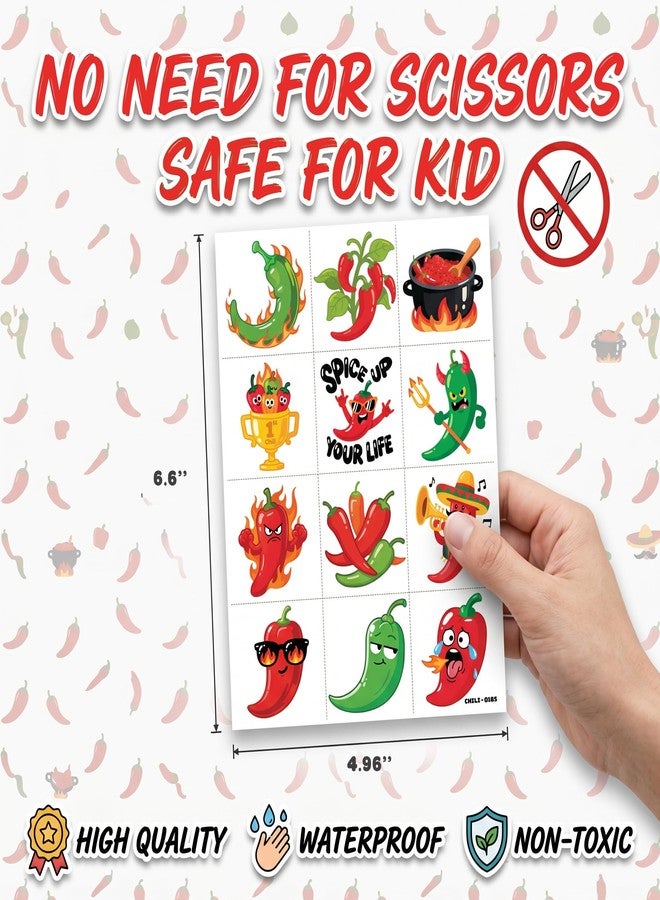 91TATTOOS 96 PCS Chili Pepper Temporary Tattoos for Kids - Image 5