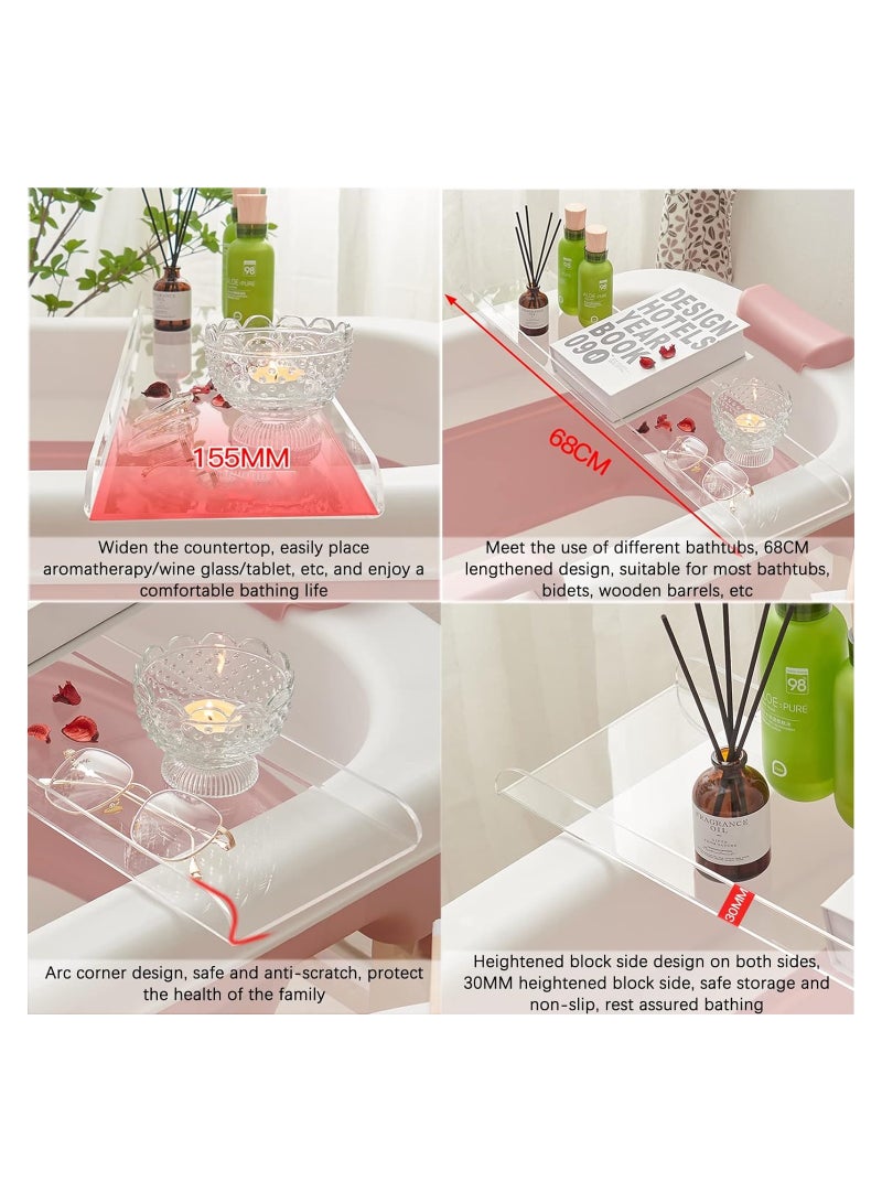 Eworld Acrylic Bathtub Caddy Tray for Party, Vanity, Office, and Bathroom Storage Capabilities, Perfect for Organizing Perfume, Coffee, Food, Spa and Luxury Bath Essentials - Image 5