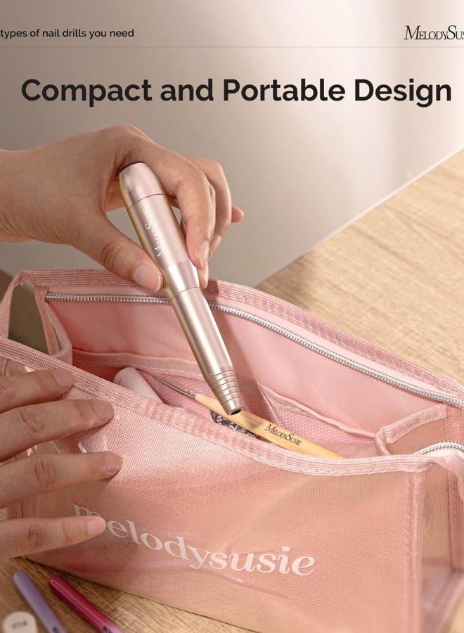 MelodySusie Electric Nail Drill Machine,PC120I Portable Electric Nail File Efile Set for Acrylic Gel Nails, Manicure Pedicure Tool with Nail Drill Bits Sanding Bands Gold - Image 3