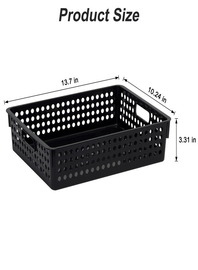 Soddeph 4 Pack Stackable A4 Paper Organizer Trays, Plastic Storage Bins with Handles, Hollow Design Organizer Baskets for Classroom, Office, Home Use - Image 2