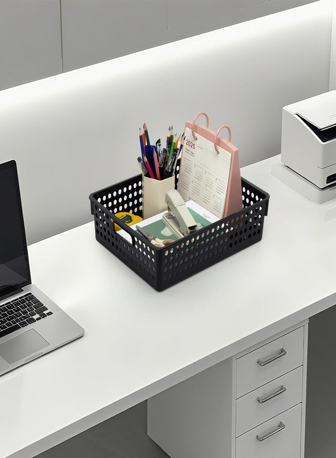 Soddeph 4 Pack Stackable A4 Paper Organizer Trays, Plastic Storage Bins with Handles, Hollow Design Organizer Baskets for Classroom, Office, Home Use - Image 4