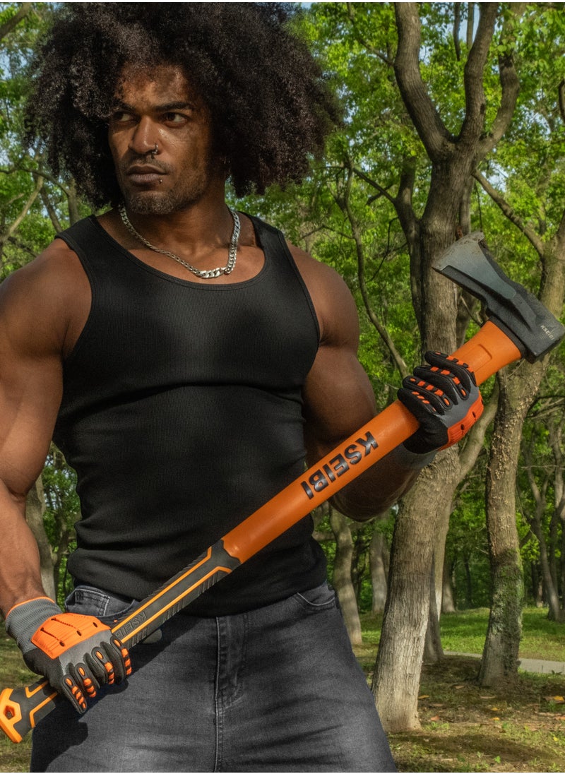 KSEIBI Axe with Fiberglass Handle/Progrip, 1500G, Drop Forged Carbon Steel, Black Finish Head, Fiberglass Handle, Perfect for Camping, Hiking, Woodworking, Wood Splitting and Kindling, Chopping Branches.  - Image 3
