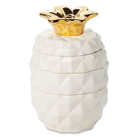 VOTUM Set of 4 Decorative Pineapple Shaped Stackable Ceramic Kitchen Measuring Cups in 4 Assorted Sizes - Image 1