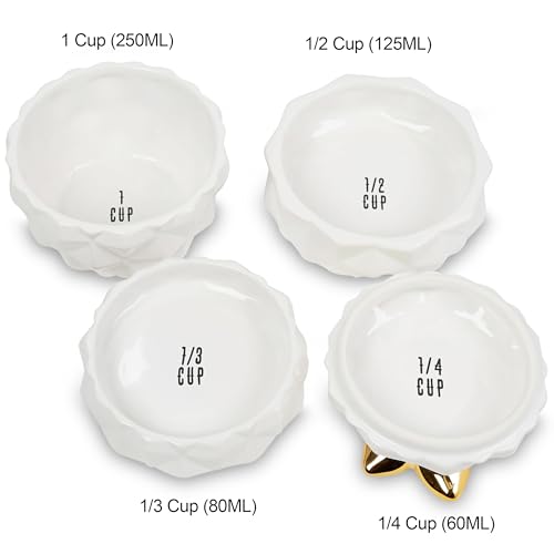 VOTUM Set of 4 Decorative Pineapple Shaped Stackable Ceramic Kitchen Measuring Cups in 4 Assorted Sizes - Image 5
