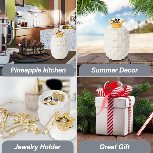VOTUM Set of 4 Decorative Pineapple Shaped Stackable Ceramic Kitchen Measuring Cups in 4 Assorted Sizes - Image 4