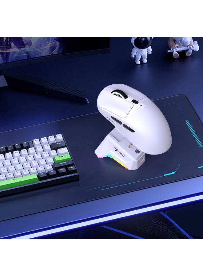 HXSJ TI0 PRO Wireless Gaming Mouse with RGB Charging Dock – 3-Mode Bluetooth/2.4G/Wired, 16000 DPI, Lightweight Ergonomic Design, Silent Click, Long Battery Life – PC/Laptop/Mac/PS5 - Image 2