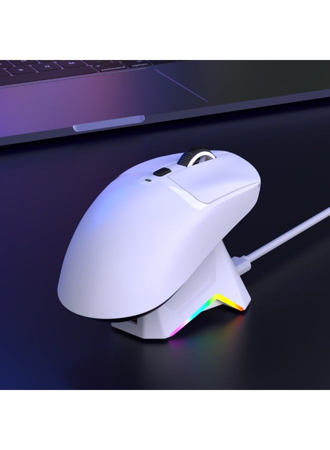 HXSJ TI0 PRO Wireless Gaming Mouse with RGB Charging Dock – 3-Mode Bluetooth/2.4G/Wired, 16000 DPI, Lightweight Ergonomic Design, Silent Click, Long Battery Life – PC/Laptop/Mac/PS5 - Image 3