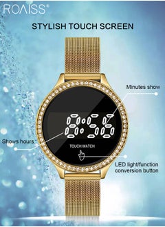 roaiss Women's LED Touch Screen Electronic Watch, Digital Display Round Dial, Multifunction Luxurious Waterproof Wristwatch as Gift for Women  - Image 5