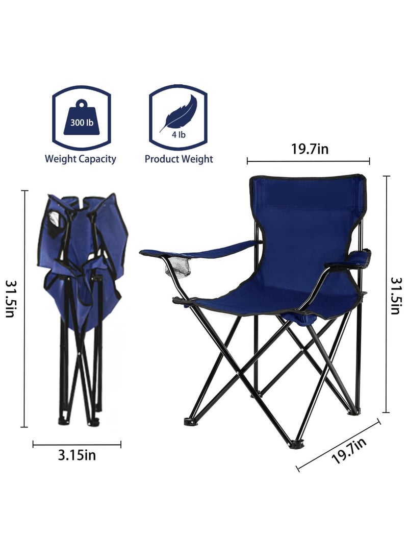 Generic Portable Camping Chair with Mesh Back, Adjustable Arms, Cup Holder, Carry Bag - Supports 250 lbs! Perfect for Camping, Sports, Outdoors, Lawn, with Side Pockets (Navy Blue)  - Image 2