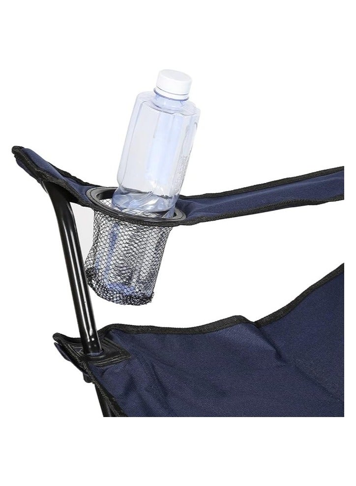 Generic Portable Camping Chair with Mesh Back, Adjustable Arms, Cup Holder, Carry Bag - Supports 250 lbs! Perfect for Camping, Sports, Outdoors, Lawn, with Side Pockets (Navy Blue)  - Image 3
