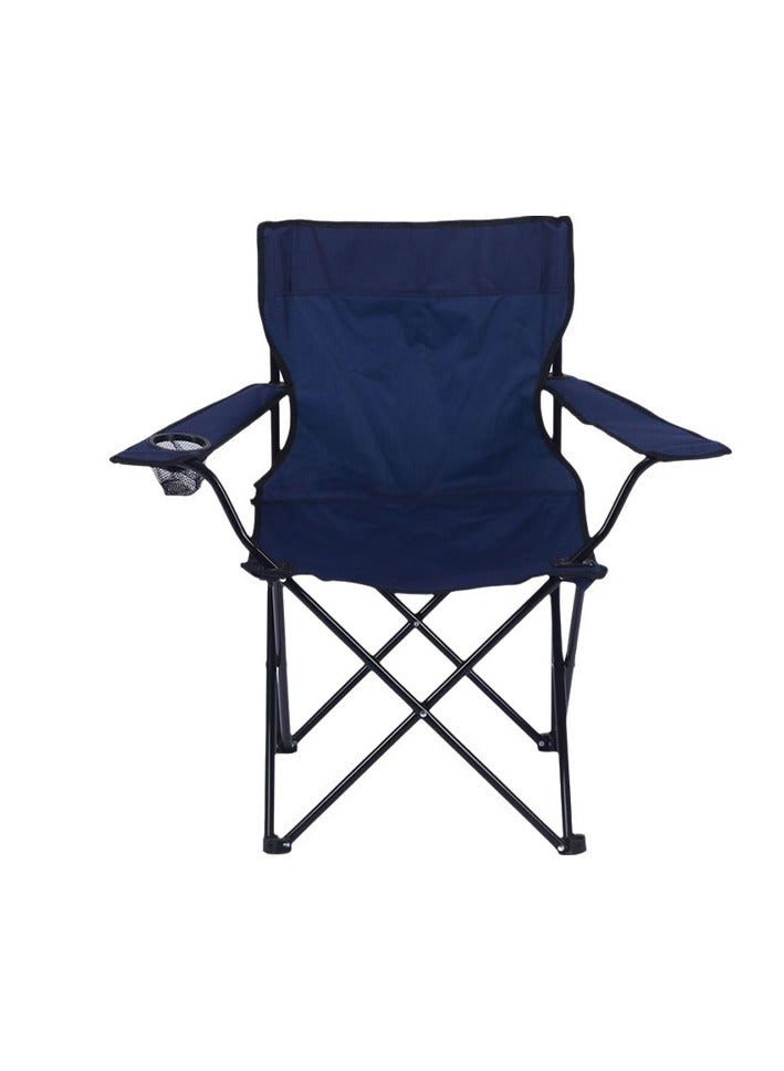 Generic Portable Camping Chair with Mesh Back, Adjustable Arms, Cup Holder, Carry Bag - Supports 250 lbs! Perfect for Camping, Sports, Outdoors, Lawn, with Side Pockets (Navy Blue)  - Image 1