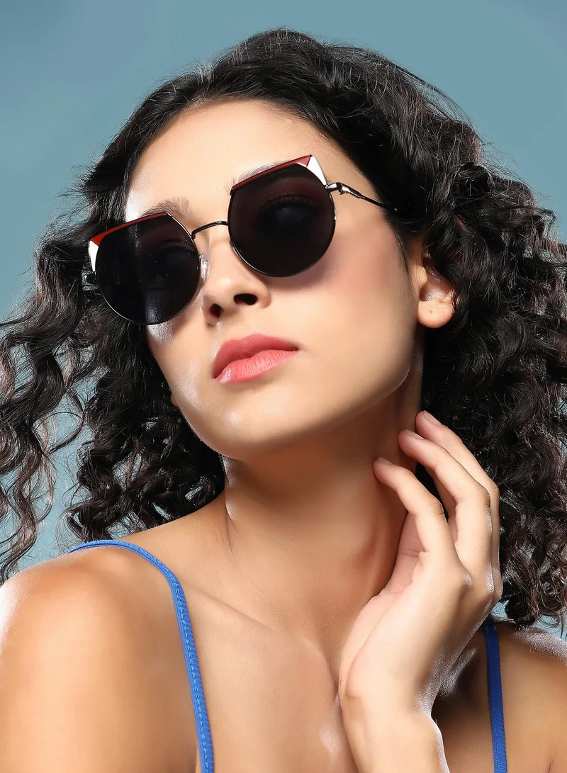 صوص هاوت نظارة شمسية بإطار على شكل عين القط كامل الحواف مع حماية من الأشعة الشمسية للنساء