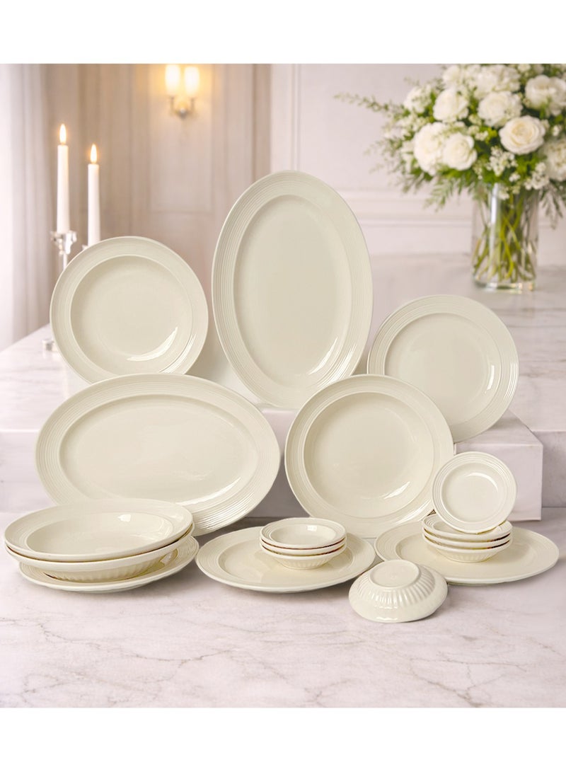18Pcs Dinnerware Set, Gift Kit, Classic Elegant Ceramic Tableware, Dishwasher and Microwave Safe, White - Image 1