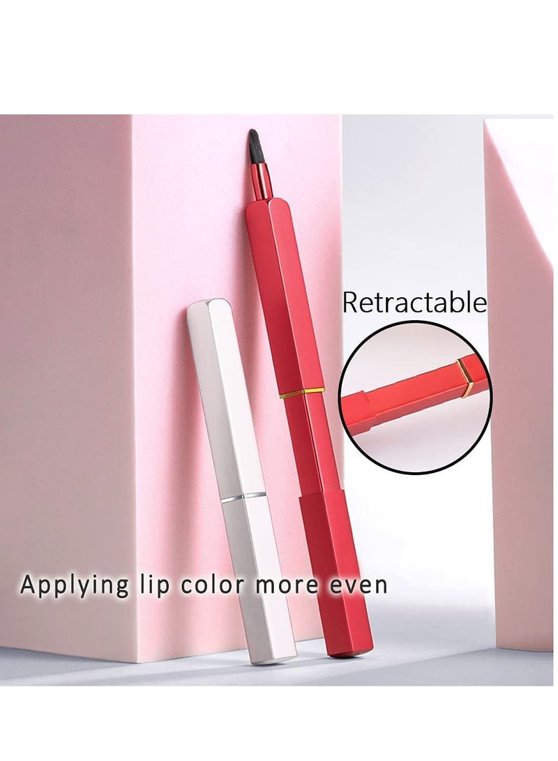 3 Pcs Lip Brushes, Aluminum Tube Retractable Lip Brush, Ladies Makeup Lipstick Lip Gloss Applicator, Lipstick Brush Supplies for Beauty (Black+Silver+Red) - Image 3