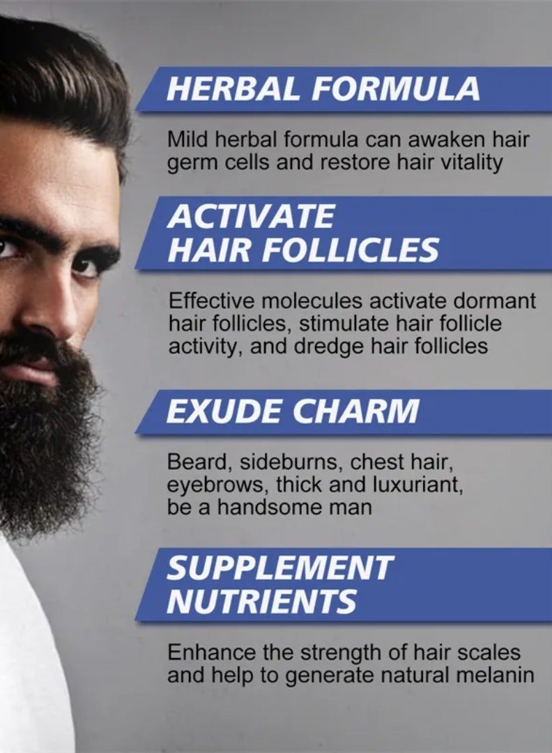 East Moon Beard Growth Fluid for Faster Mustache Growth Beard Growth Serum Beard Growth Oil Beard Growth Promoting Serum Beard and Hair Growth Oil Beard Enhancer Beard Growth Spray Beard Loss regrowth Treatment Beard Oil 30ml  - Image 3