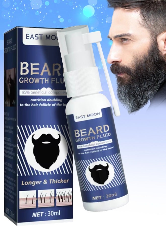 East Moon Beard Growth Fluid for Faster Mustache Growth Beard Growth Serum Beard Growth Oil Beard Growth Promoting Serum Beard and Hair Growth Oil Beard Enhancer Beard Growth Spray Beard Loss regrowth Treatment Beard Oil 30ml  - Image 1