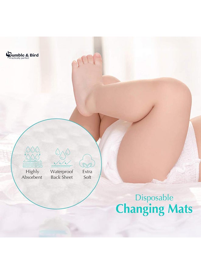 Bumble & Bird Pack Of 50 Baby Disposable Changing Mat - Blue - Image 4