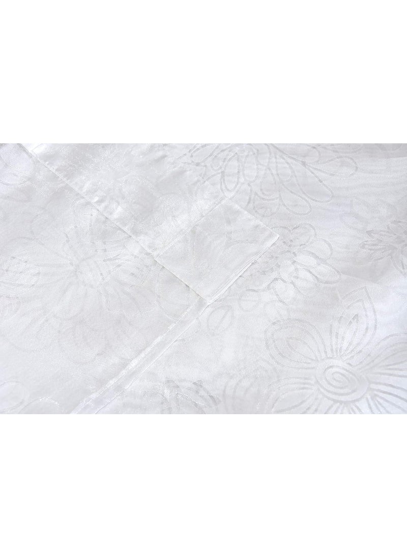LINENWALAS LINENWALAS Floral Net Semi Transparent Door Curtains, Sheer Back Loops Hanging Style Curtains 8 Feet Long Set of 2, Net Fabric Curtains for Living Room, Bedroom, Kitchen (8 Feet, White Floral)  - Image 5