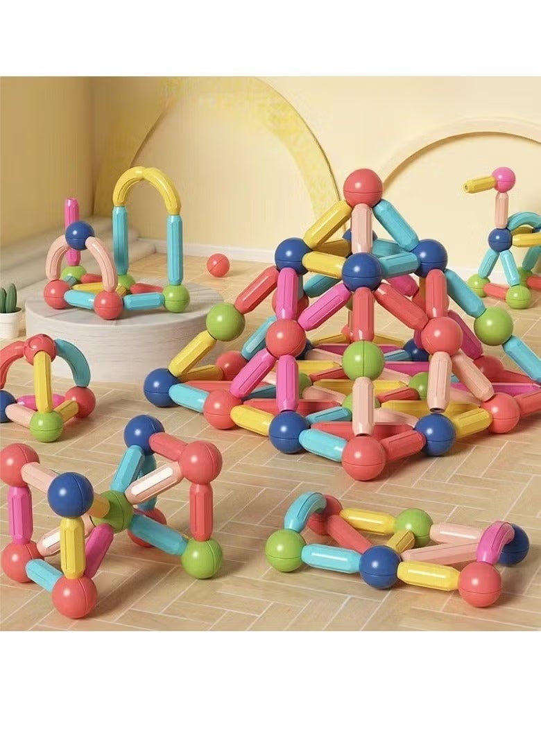 64 PCS Magnetic Building Toys With Storage Box for Kids, Magnet Blocks Sticks & Ball Creativity Game, Development Kit for Preschool Girls, Boys Ideal Gift Set - Image 3