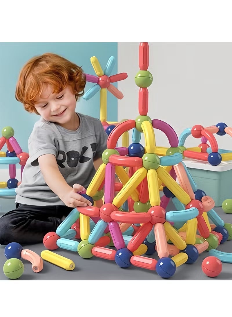 64 PCS Magnetic Building Toys With Storage Box for Kids, Magnet Blocks Sticks & Ball Creativity Game, Development Kit for Preschool Girls, Boys Ideal Gift Set - Image 2