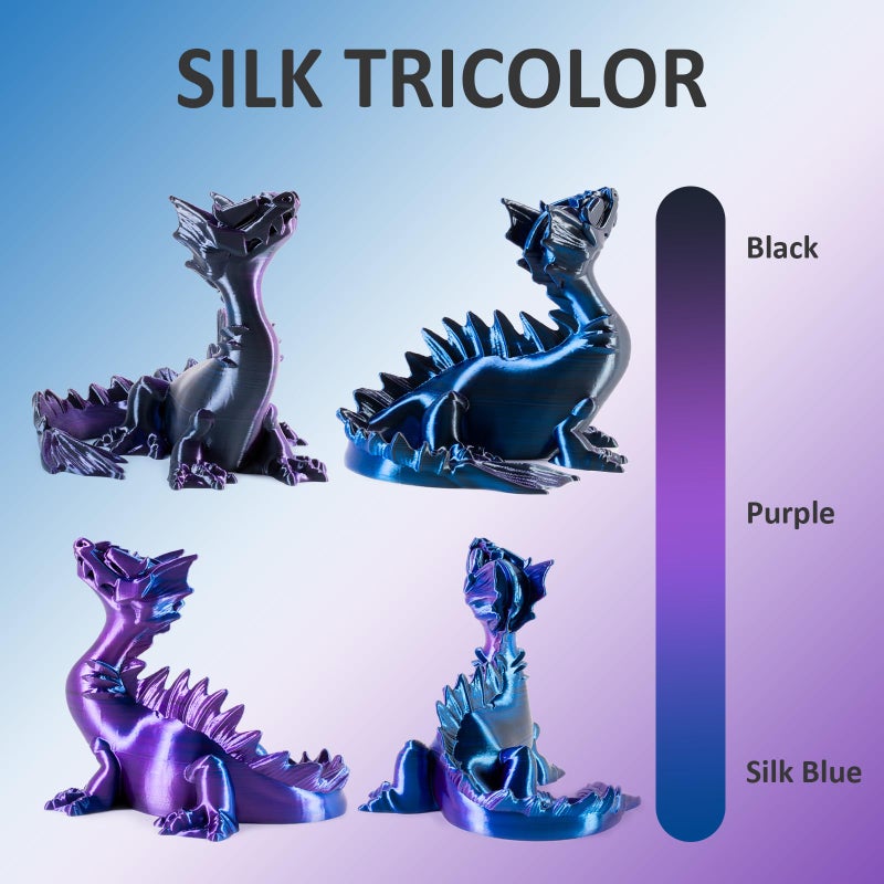 Geeetech Silk PLA Tri Color Filament 1.75mm 3D Printer Filament, Coextrusion Blue Purple Black Tri-Colors Metal-Like Shiny Silk PLA Filament, 1kg (2.2lbs) 1 Spool, Dimensional Accuracy +/- 0.02 mm - Image 2
