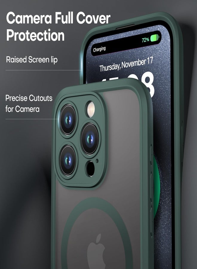 ImpactStrong Magnetic Guard Designed for iPhone 15 Pro Case [Camera Cover] [Military Grade Drop Tested] [Compatible with MagSafe] Slim Translucent Matte Phone Case (6.1") - Dark Green - Image 3